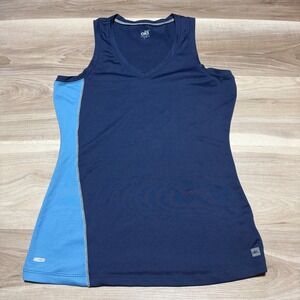 ALO Yoga Navy & Light Blue V-Neck Performance Tank
